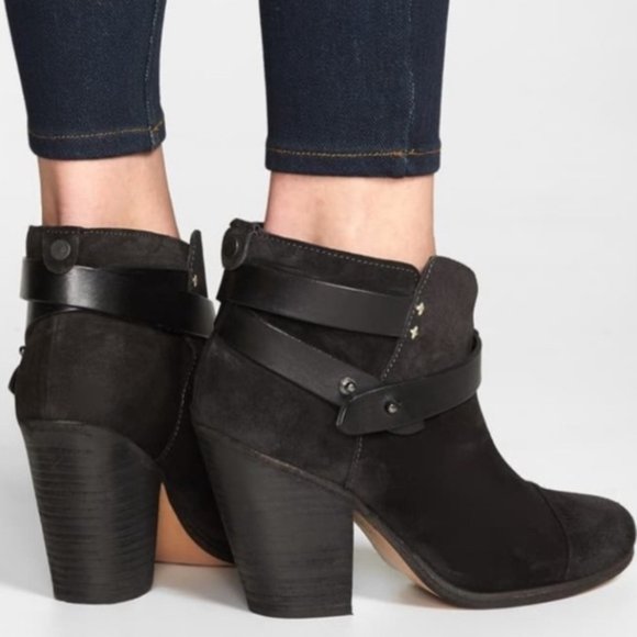 rag & bone Black Harrow Nubuck Suede Ankle Boots, Size 36 - Picture 2 of 9